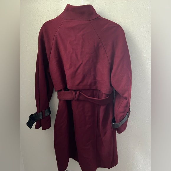 New Cole Haan Belted Raglan Melton Wool Coat Women’s Size 12 - Picture 3 of 10